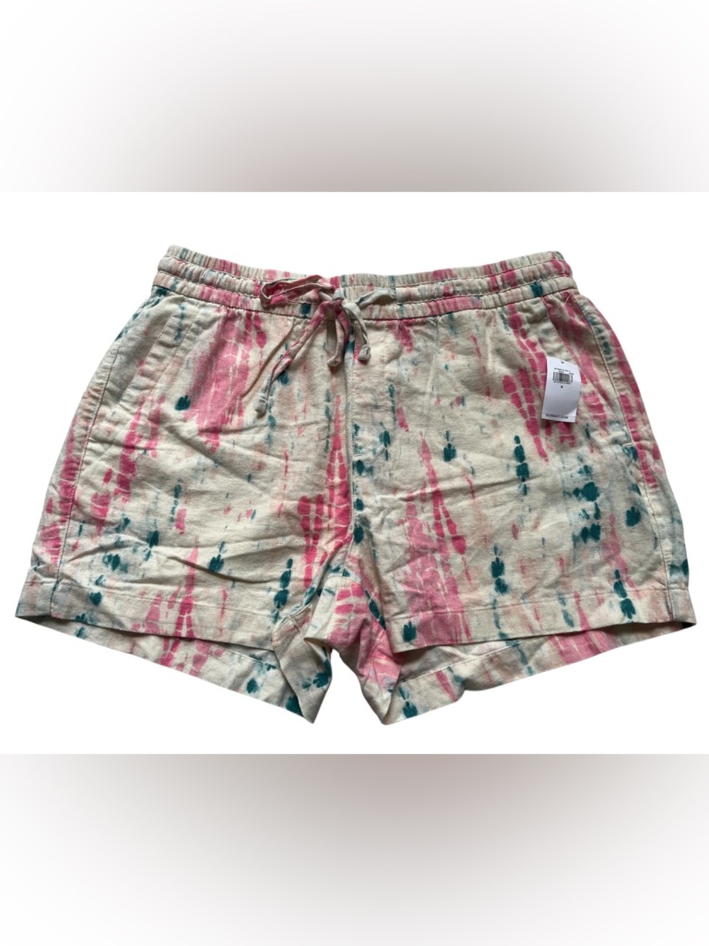 Old Navy Women's Small High-Waisted Linen-Blend Tie Dye Shorts Drawstring New